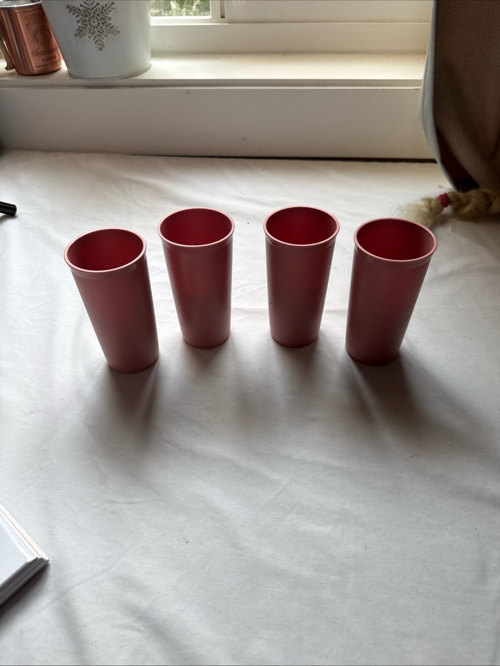 Tupperware Rose Pink Stackable 9oz Cups - Set of Four